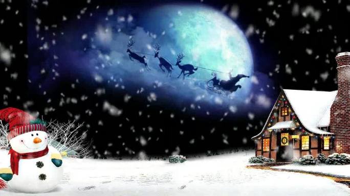 浪漫圣诞平安夜雪景晚会led背景