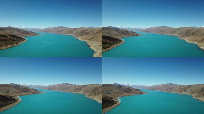 航拍西藏拉萨羊湖