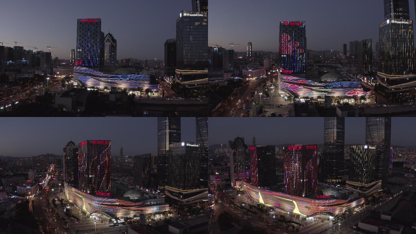 4K-log昆明万达广场夜景航拍