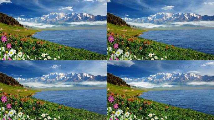 青藏高原-雪山圣湖-背景
