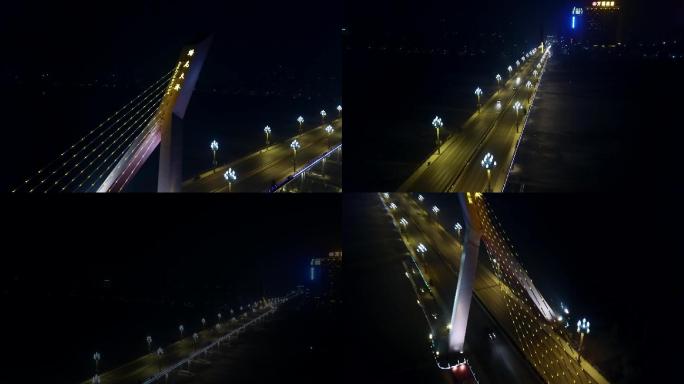 航拍宝鸡蟠龙大桥迷人夜景