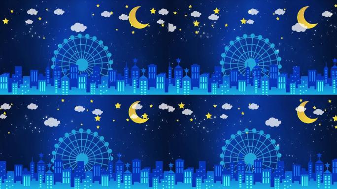 梦幻卡通城市夜景循环