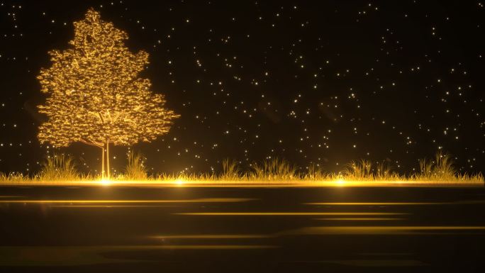 金色粒子树背景