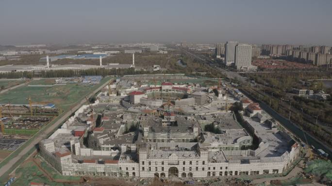 4K-log山东三箭在建工地彩虹湖西侧航