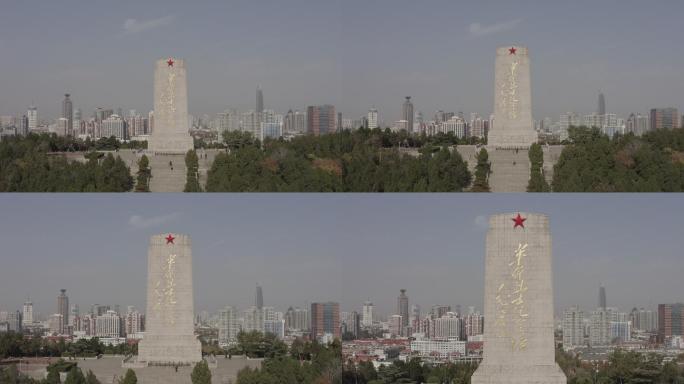 4K-log济南英雄山革命烈士纪念塔航拍