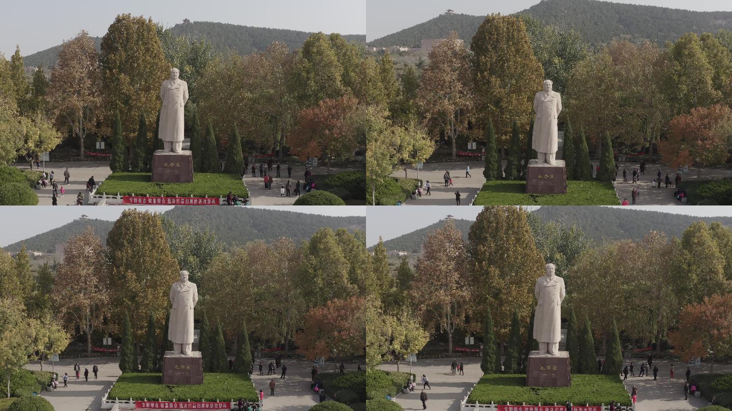 4K-log济南英雄山毛主席雕塑航拍