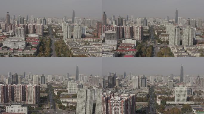 4K-log济南市中区城市大景航拍