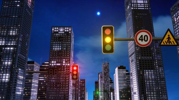 【原创】城市夜景街道红绿灯舞台背景视频