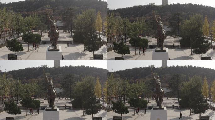 4K-log济南英雄山景区标志胜利雕塑