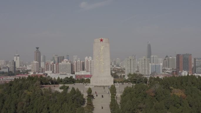 4K-log济南英雄山革命烈士纪念塔航拍