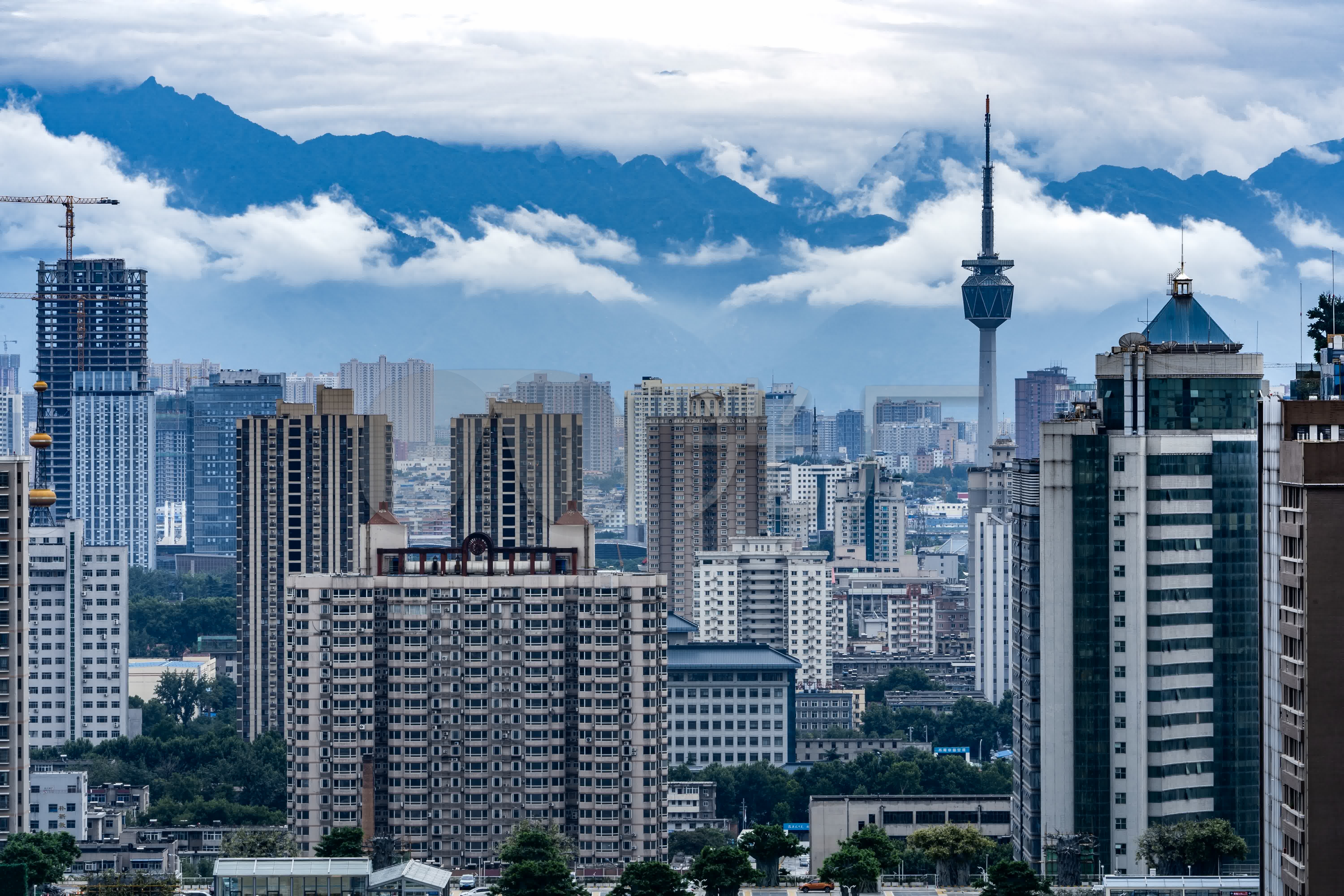 西安電視塔城市地標延時攝影_6000x4000_高清視頻素材下載(編號