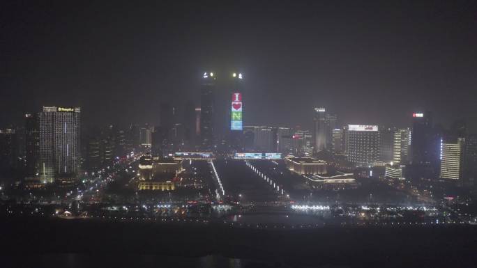 4K-log南昌夜景秋水广场