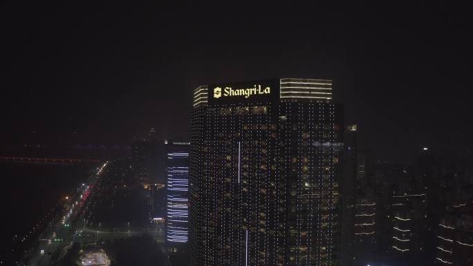 4K-log南昌香格里拉大酒店航拍夜景