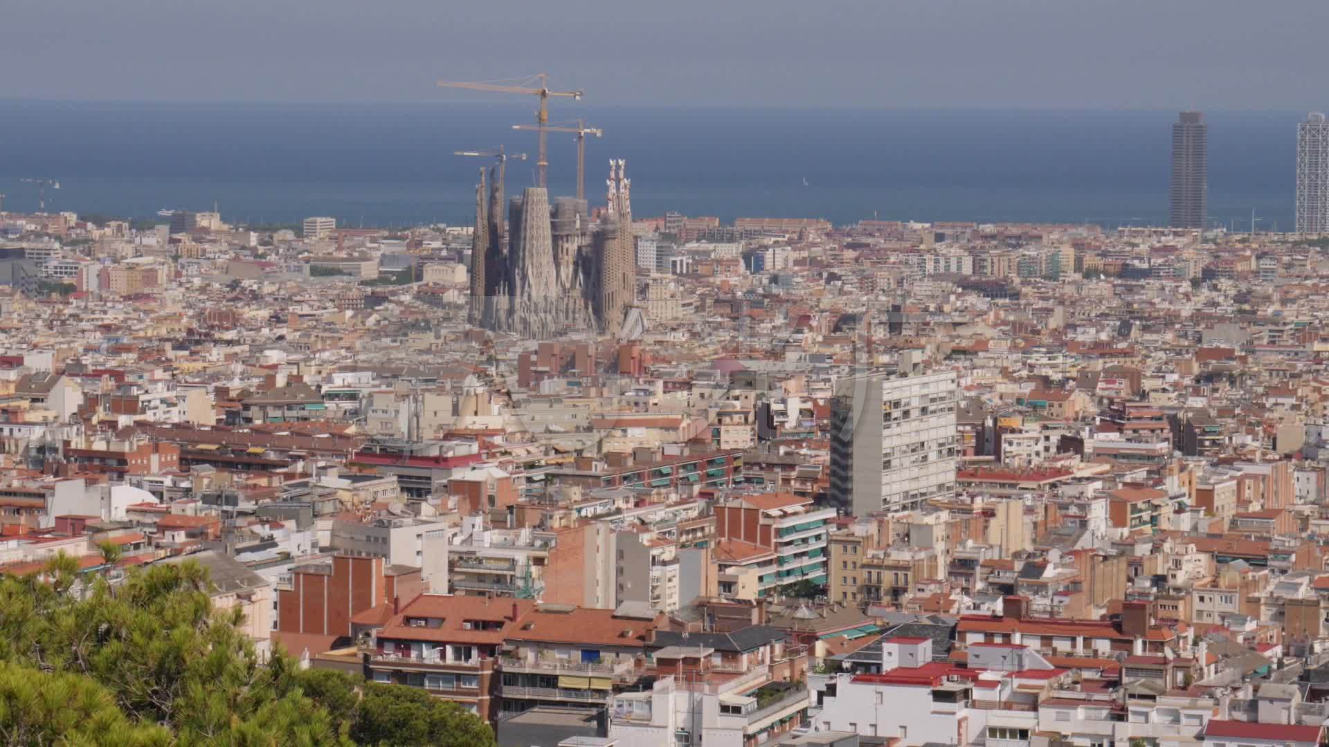 巴塞罗那城市俯拍全景_1920X1080_高清视频