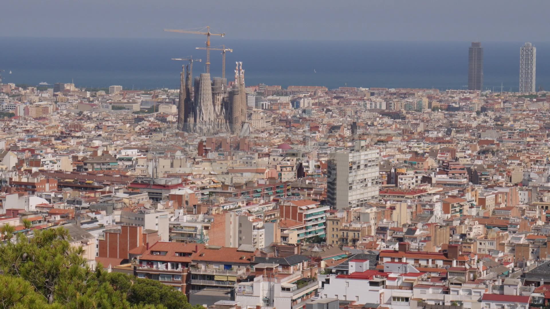 巴塞罗那城市俯拍全景_1920X1080_高清视频