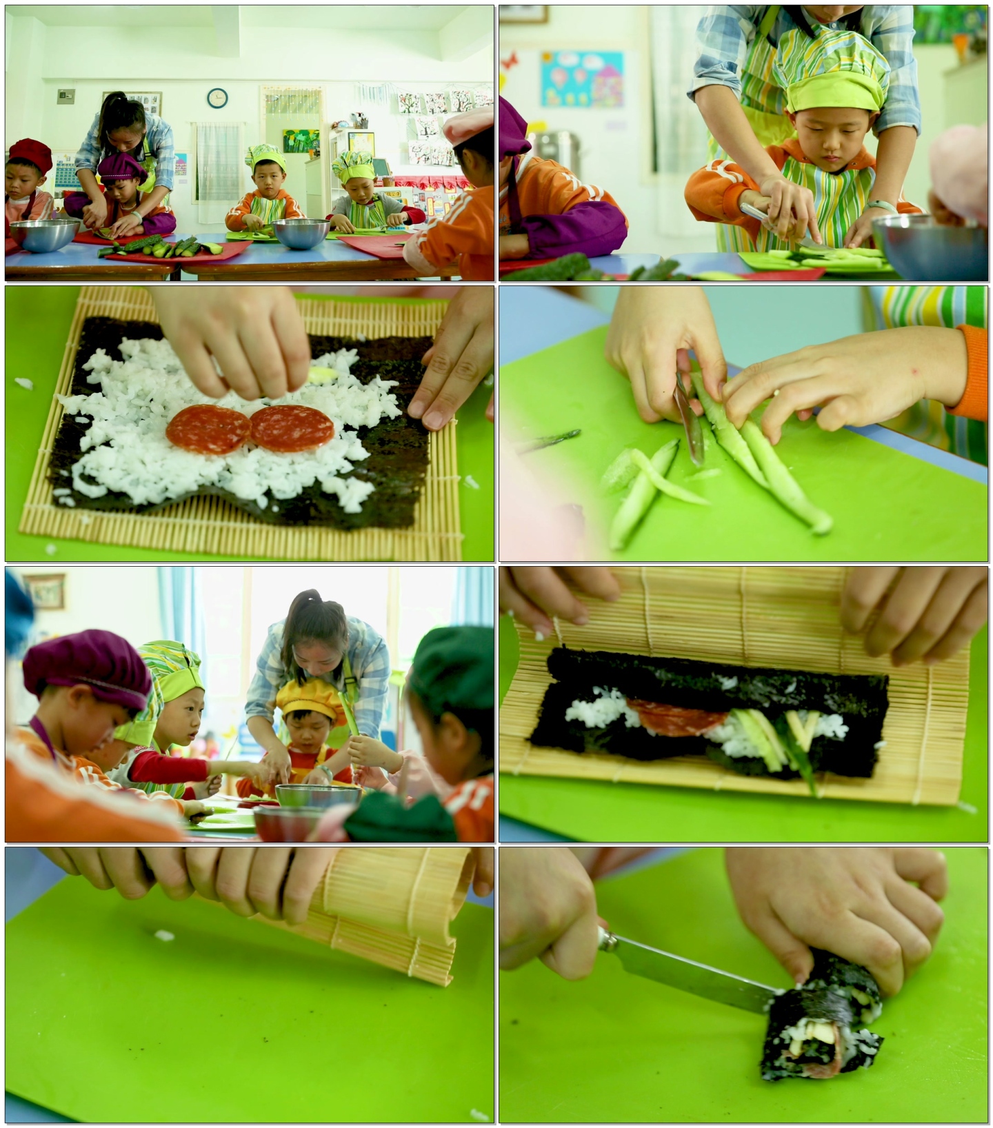 幼儿园小朋友制作寿司