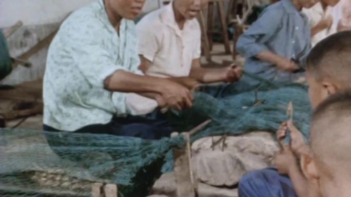 70年代织渔网