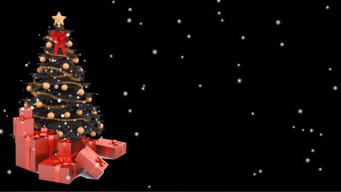 圣诞节圣诞树礼物雪花闪烁星星透明通道
