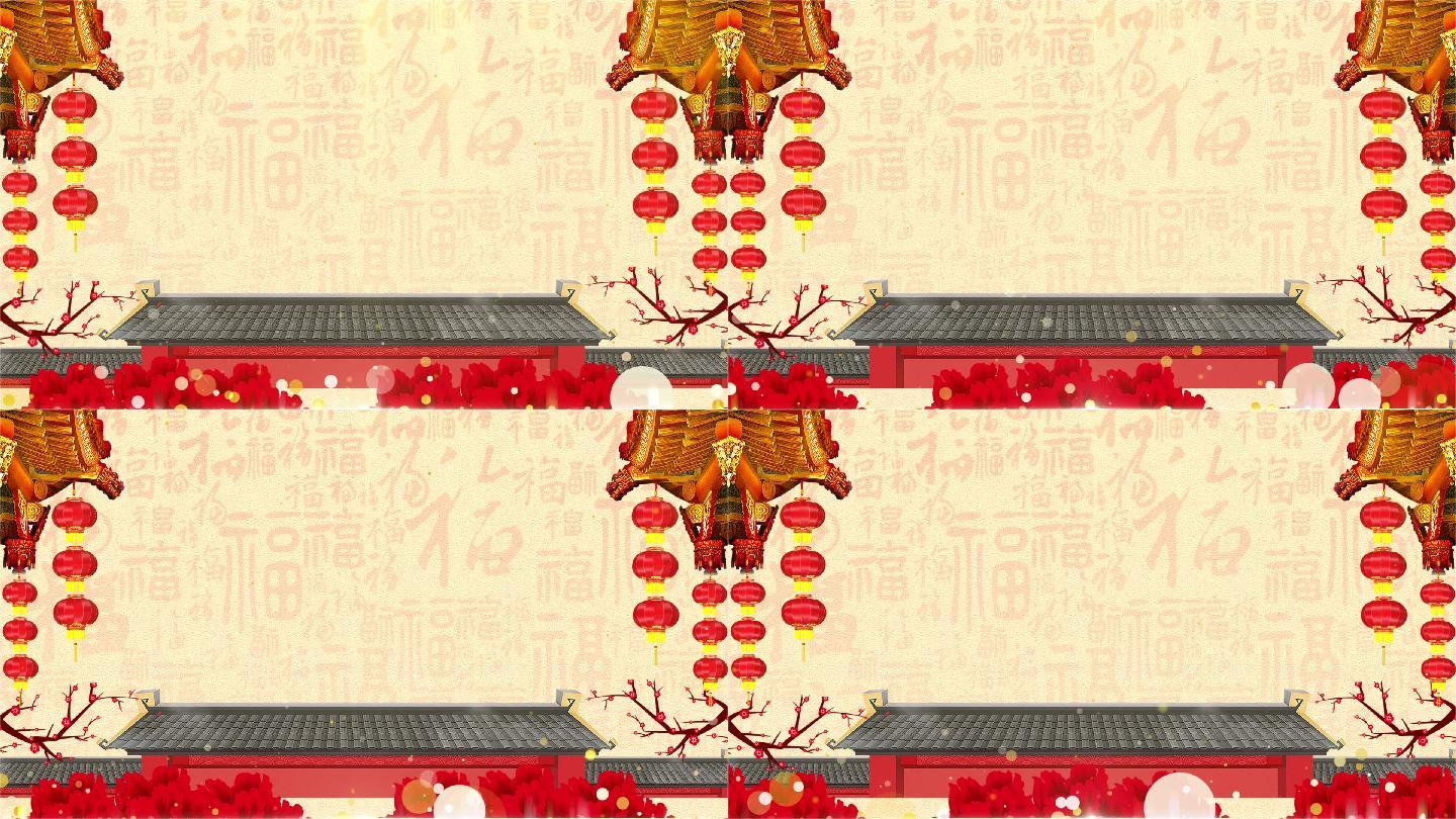 中国风春节古楼灯笼舞台LED背景视频