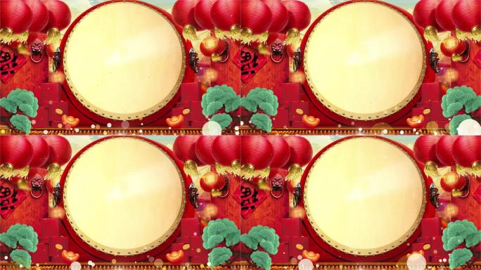 中国风大鼓春节舞台LED背景视频
