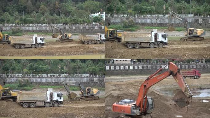 河床平整河道清淤工程车挖掘机土石方