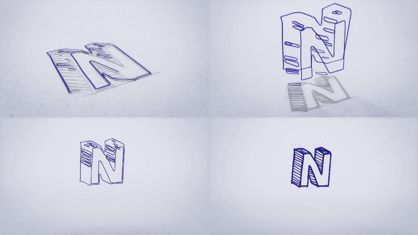 字母n立体动画演变过程ae模板