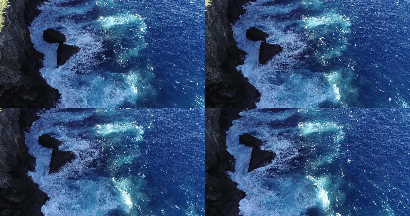 塞班岛海岸悬崖海浪航拍4K