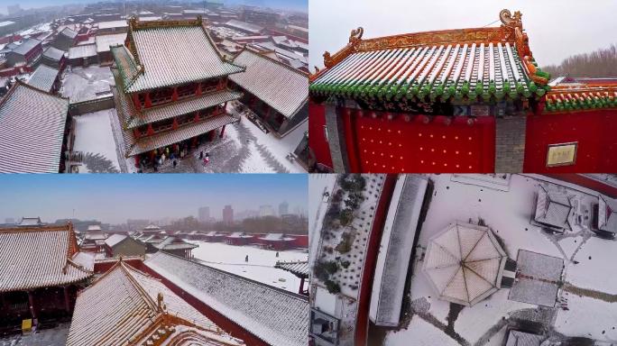 沈阳故宫雪景航拍