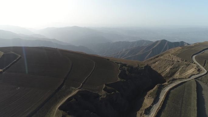 黄土高原黄土地贫瘠偏远山区航拍S