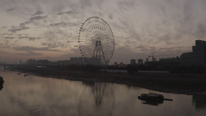 4K-log南昌之星摩天轮夜景带密度航拍