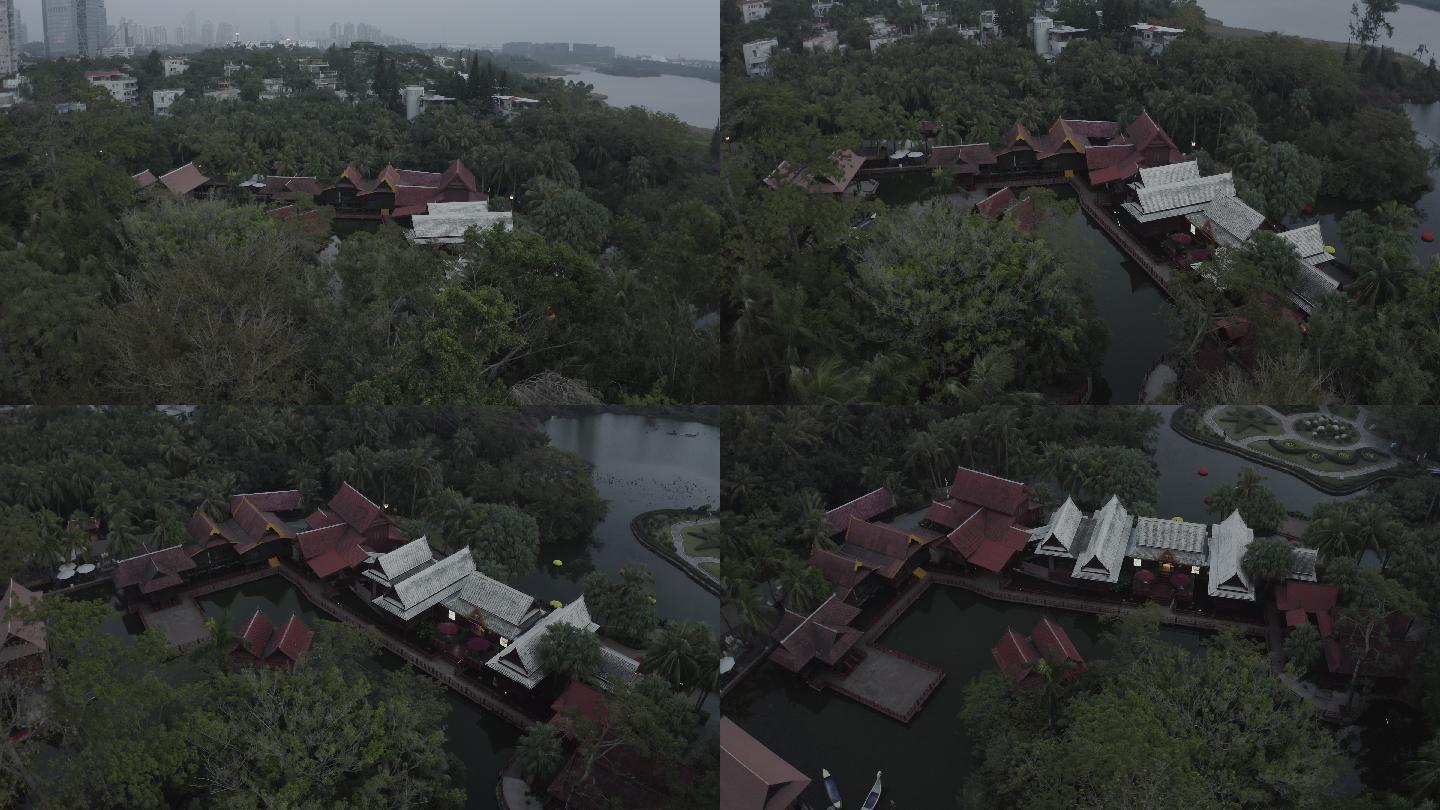 4K-log世界之窗东南亚水乡航拍