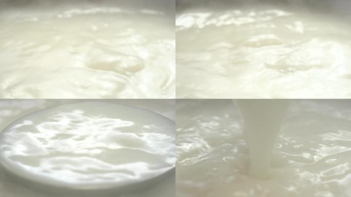 高汤沸腾大勺汤乳白洁白高速