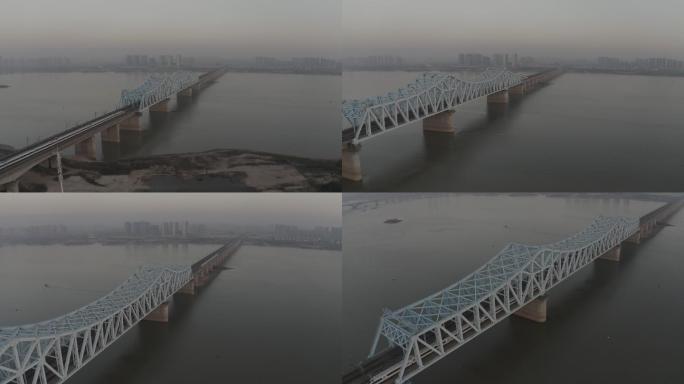 4K-log南昌赣江铁路桥生米大桥航拍