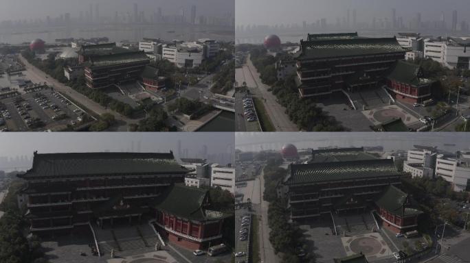 4K-log南昌市图书馆航拍