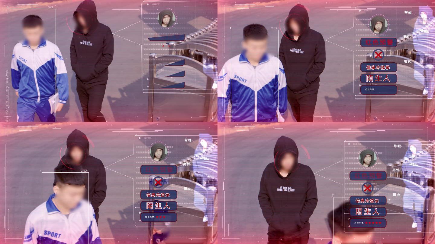 原创AE人脸面部识别陌生红色预警