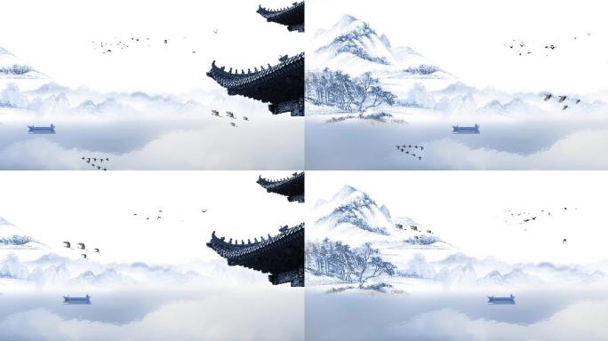 4K水墨古韵中国风写意山水视频动态视频