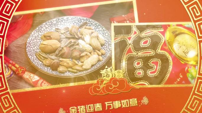 喜庆中国红春节AE相册模板