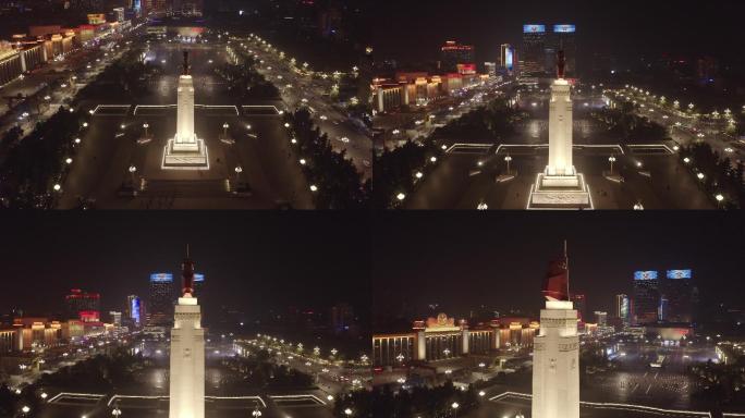 4K-log八一南昌起义纪念堂航拍夜景3