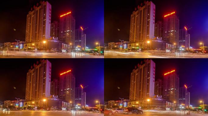 锦州城市中心夜景延时摄影4k1