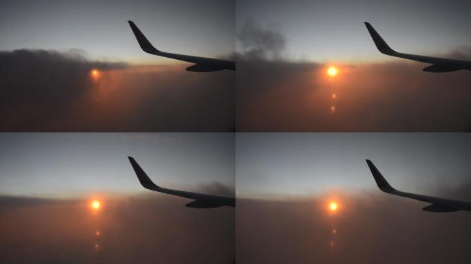 飞机拍摄空中日出