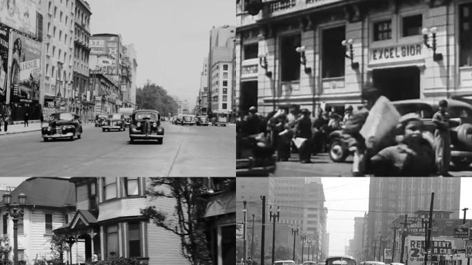40年代的汽车-城市交通-建筑