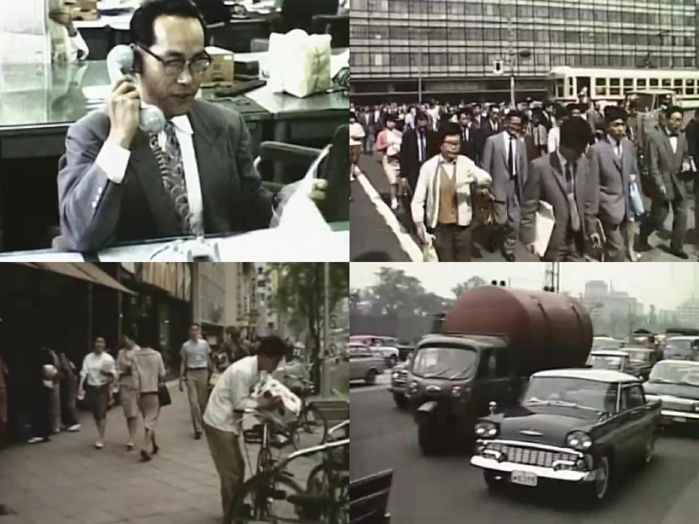 60年代日本东京上下班人群街景