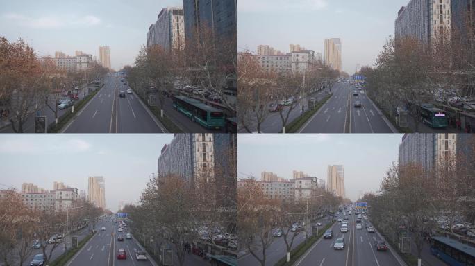 4K-log济南城市解放路航拍