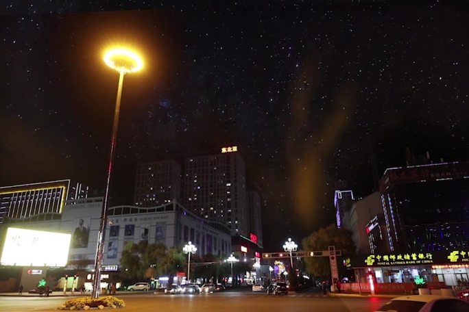 小品情景剧街道十字路口夜晚舞台背景