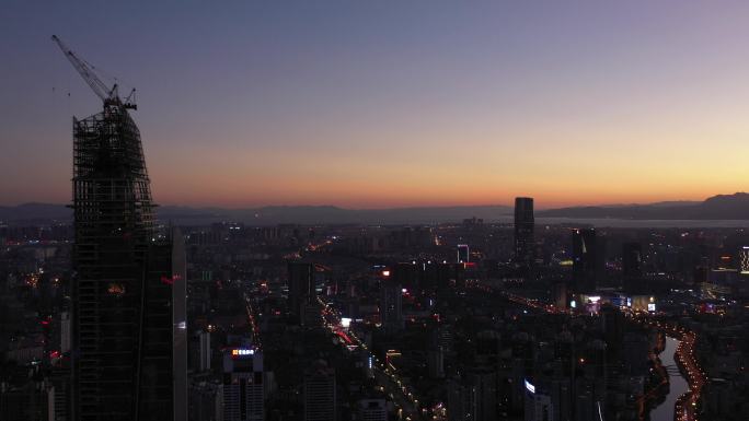 4k昆明城市市中心夜景航拍4K