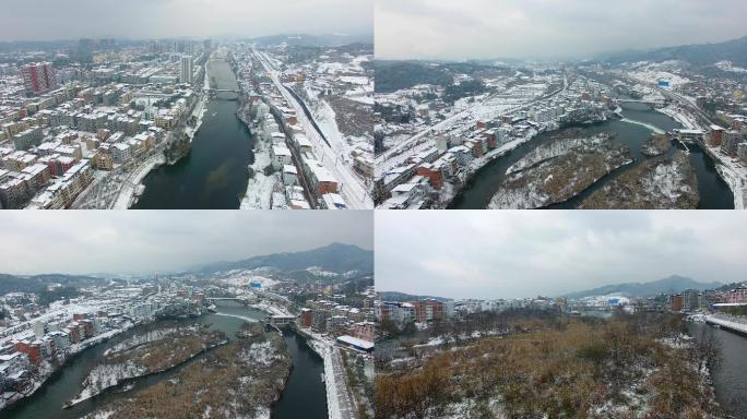原创可商4K3组航拍新兴县城雪景120秒