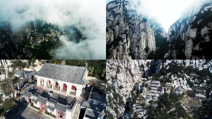 航拍河南登封风景嵩山禅院少林寺