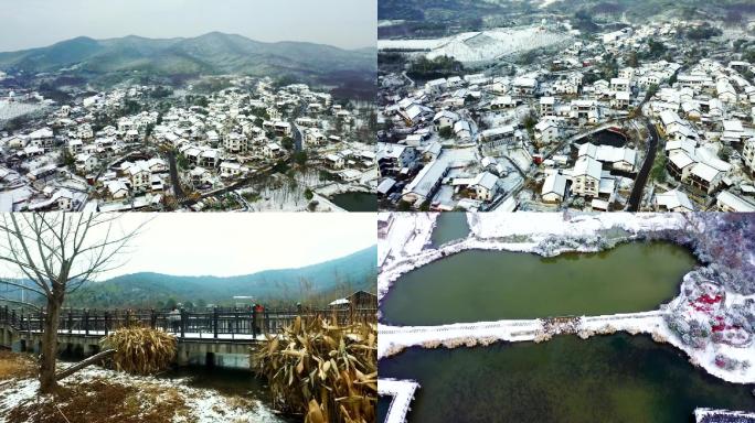 南京江宁石塘人家雪景素材