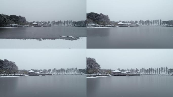 武汉东湖雪景航拍01
