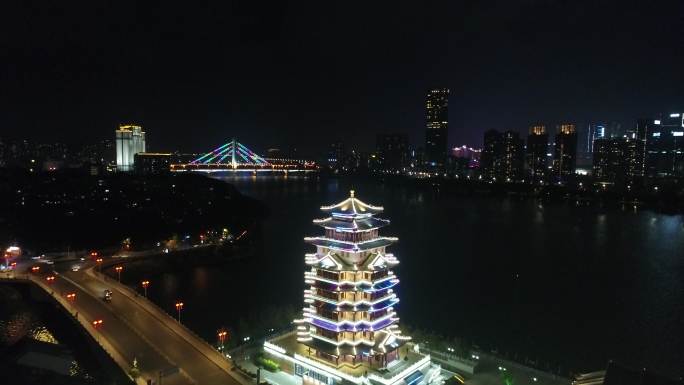 惠州夜景 航拍合江 水东街